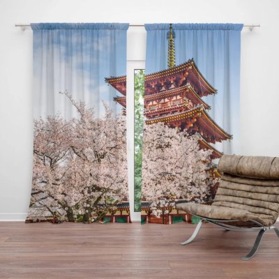 Závěsy Čínská věžička: 2 ks - 140x250 cm - Sablio – Hledejceny.cz