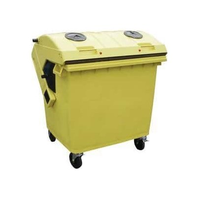 Manutan Plastová venkovní popelnice na tříděný odpad, 1 100 l, žlutá – Zboží Dáma