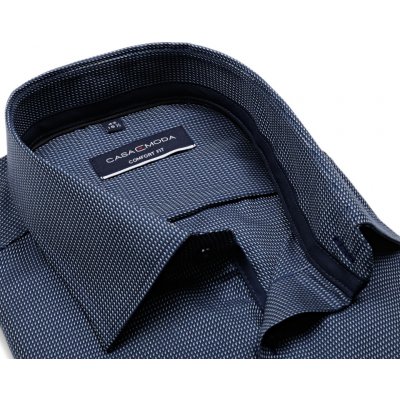 Casa Moda Comfort Fit košile s modro-bílým vetkaným proužkem a vnitřním límcem tmavě modrá – Zboží Mobilmania