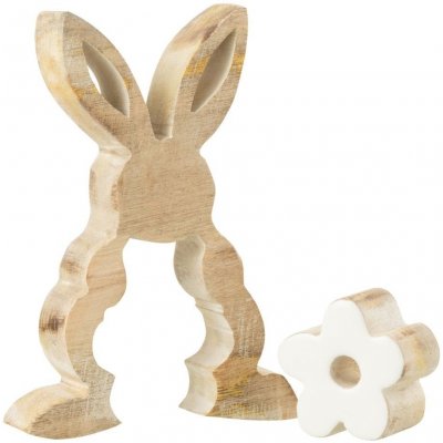 Dřevěná dekorace králíček s kytičkou 9*3*14 cm – Hledejceny.cz