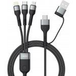 XO NB254 6v1 USB - USB-C + USB-C + microUSB + Lightning, 1,2m, černý – Zboží Živě
