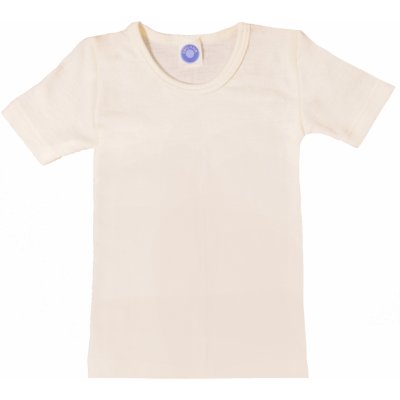 Dětské triko s krátkým rukávem z merino vlny a hedvábí krémové Cosilana – Zboží Dáma