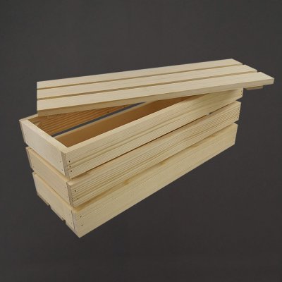 AMADEA Dřevěná bedýnka s víkem masivní smrkové dřevo 40x14x16 cm