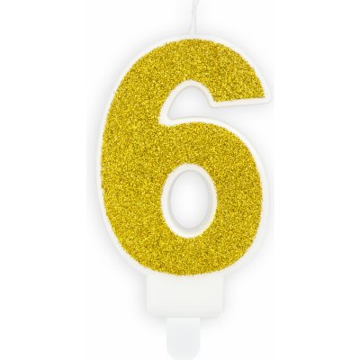 PartyDeco Svíčka na dort zlatá číslo 6 – Sleviste.cz
