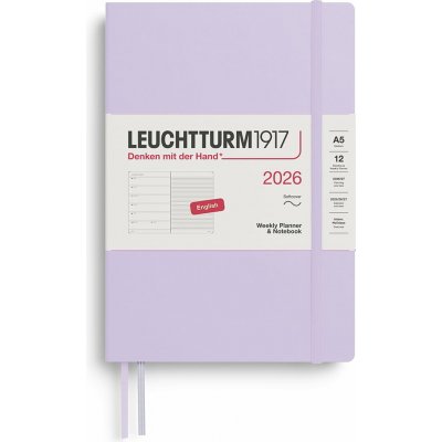 Leuchtturm 1917 Týdenní plánovač s linkovaným poznámkovým blokem v měkké vazbě 2026 EN A5 lila – Zboží Mobilmania