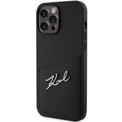 Pouzdro Karl Lagerfeld Saffiano Card Slot Metal Signature iPhone 14 Pro Max černé