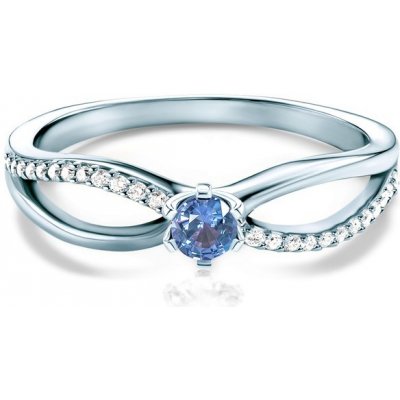 Savicki zásnubní prsten dvoubarevné zlato modrý safír L287DB