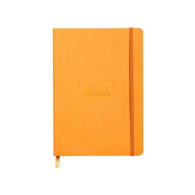Rhodiarama flexibles Notizbuch A5 orange, 80 Blatt Dot Lineatur, Papier elfenbein 90g, mit Gummizugverschluss – Zboží Živě