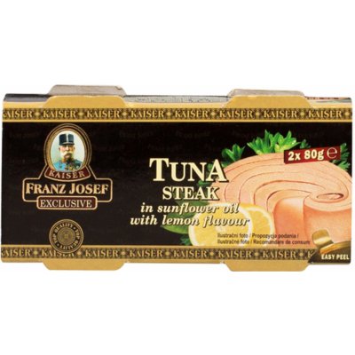 Kaiser Franz Josef Exclusive Tuňák steak ve slunečnicovém oleji s příchutí citronu 2 x 80 g – Zboží Dáma