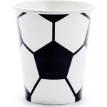 PartyDeco Papírové kelímky Fotbal bílé s černým potiskem – Zboží Dáma