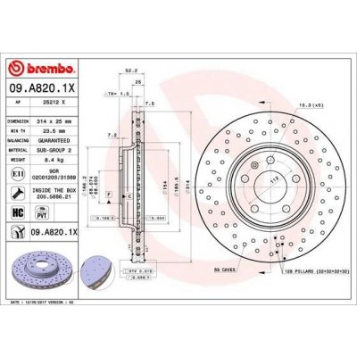 Brzdový kotouč BREMBO 09.A820.1X – Sleviste.cz