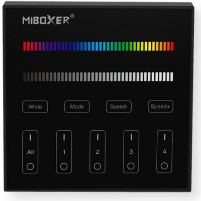 LED Solution Mi-Light RF Nástěnný dálkový ovladač pro RGB+RGBW LED pásky, 4-kanálový Barva: Černá B3-B – Zboží Mobilmania