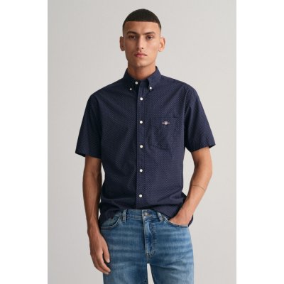 Gant reg micro dot poplin SS shirt modrá – Zboží Mobilmania