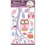 IMPOL TRADE SLK-9328 Samolepky na zeď sovy růžové rozměr 50 x 32 cm – Sleviste.cz