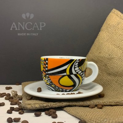 dAncap s podšálkem cappuccino Arlecchino oranžová 190 ml