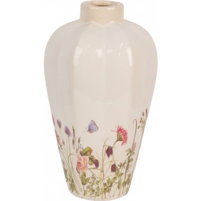 Béžová keramická váza s lučními květy Flowers of Love S - Ø 17*30 cm - Clayre & Eef – Hledejceny.cz
