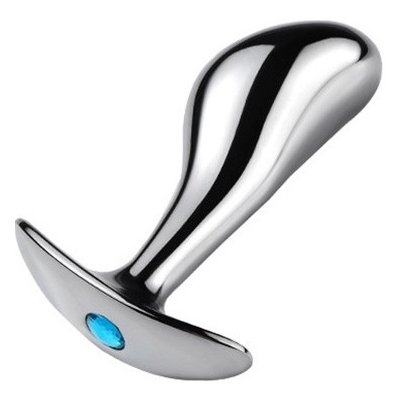 VšeNaSex Ocelový anální kolík Prostate Small Plug modrý kamínek – Sleviste.cz
