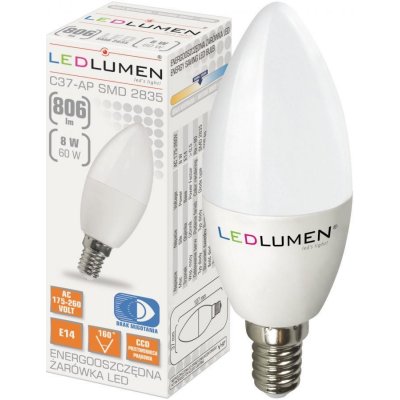 Ledlumen LED žárovka 8W 15x2835 E14 806lm CCD NEUTRÁLNÍ BÍLÁ