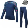 Sensor Merino Impress Set dětský triko dl.rukáv + spodky deep blue/floral