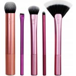 Real Techniques Everyday Essentials štětec na pudr + houbička na make-up + kulatý štětec na oční stíny + štětec na rozjasňovač + štětec na make-up – Zboží Dáma