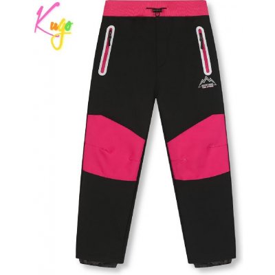 Kugo HK1803 Dívčí softshellové kalhoty zateplené tm. šedé růžový pas – Zboží Mobilmania
