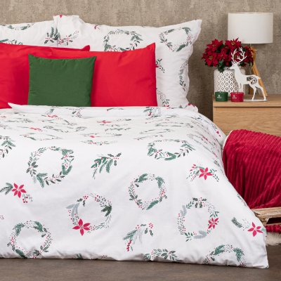 4Home Vánoční bavlna povlečení Christmas holly 140x200 70x90 – Zboží Dáma
