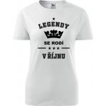 Bílé dámské tričko Legendy se rodí v říjnu dárek pro ženu k narozeninám – Hledejceny.cz