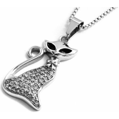 Steel Jewelry Náhrdelník kočka bílá z chirurgické oceli NH151209 – Hledejceny.cz