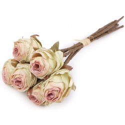 Prima-obchod Umělá růže vintage svazek, barva 2 krémová světlá růžová