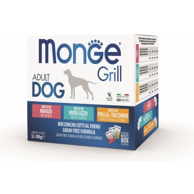 Monge Grill Dog Adult smíšená hovězí treska kuřecí krůtí 12 x 100 g – Zboží Mobilmania
