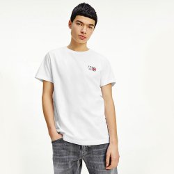 Tommy Jeans pánské bílé tričko CHEST LOGO YBR