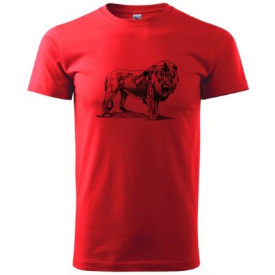 Lev kreslený Klasické pánské triko červená – Zboží Mobilmania