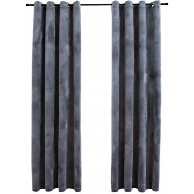 Sametové Závěsy Antracitové s Kovovými Kroužky 140 x 225 cm – Hledejceny.cz