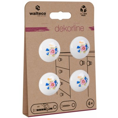 Walteco Set nábytkových knopek Kytice průměr 35 mm porcelán bílý 4 ks – Sleviste.cz