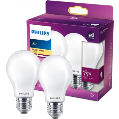 Philips 2x LED žárovka E27 A60 8,5W = 75W 1055 lm 2700K teplá bílá Filament Milky – Hledejceny.cz