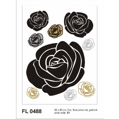 AG Design FL0488 Samolepicí velourová dekorace ROSES WITH GOLD AND SILVER rozměry 65 x 85 cm – Sleviste.cz