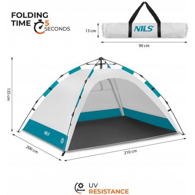 NILS CAMP Stan samorozkładający 200x145cm NC4802 Šedý na pláž s UV filtrem – Hledejceny.cz