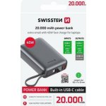 Swissten 20000 mAh 45W s integrovaným kabelem USB-C vesmírně stříbrná 22013976 – Zboží Mobilmania