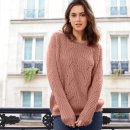Blancheporte Ažurový pulovr s kulatým výstřihem růžová pudrová