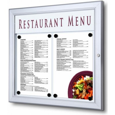 StandMar Venkovní menu vitrína SCZ – uzamykatelná, s logem vitríny-varianty: 2 x A4, na šířku, stříbrný – Zboží Živě