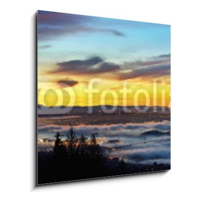 Skleněný obraz 1D - 50 x 50 cm - Vancouver Panoramic Cityscapes at sunrise Vancouver panoramatické městské scenérie při východu slunce – Hledejceny.cz