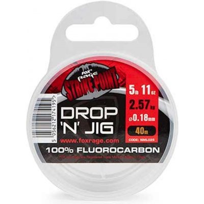 Fox Rage Fluorocarbon Strike Point Drop N Jig Line 40m 0,25mm 4,25kg