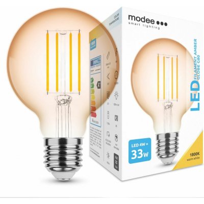 Modee Smart Lighting LED Filament Amber Globe žárovka E27 4W teplá bílá ML-G80FA1800K4WE27 – Zboží Živě