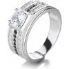 Prsteny Majya Stříbrný prsten EKA s čirými a černými zirkony 10080_8