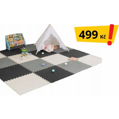 Divio Pěnové puzzle MAXI 16 ks 120x120x1 cm krémovo-šedo-černé – Zboží Mobilmania