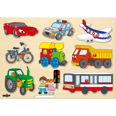 Woody puzzle na desce Dopravní prostředky – Zboží Mobilmania