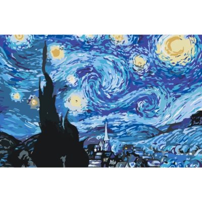 MALUJEŠ Malování podle čísel HVĚZDNÁ NOC VAN GOGH Rozměr 40 x 60 cm Rámování vypnuté plátno na rám – Sleviste.cz