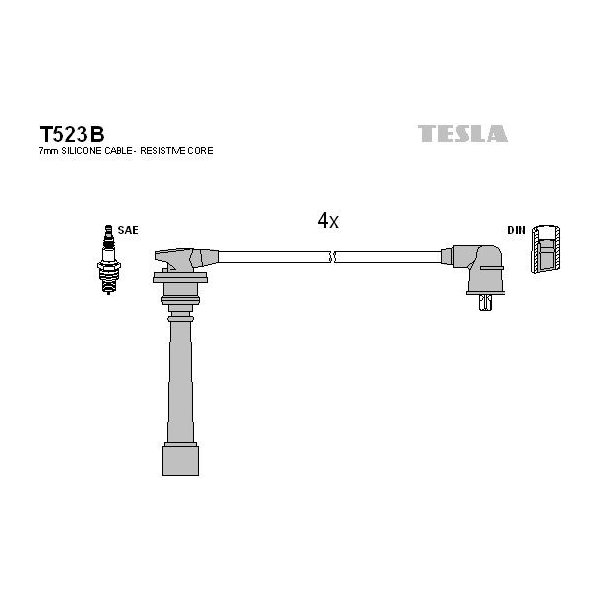 Zapalovací cívky Sada kabelů pro zapalování TESLA T523B