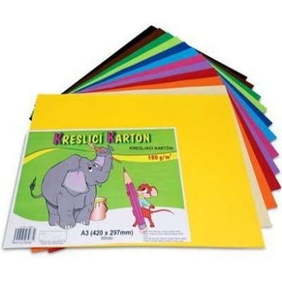 Barevná čtvrtka barevný karton A3 180 g/m2 mix 12 barev – Sleviste.cz