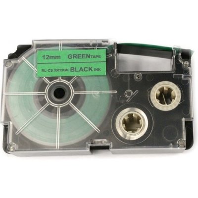 Páska pro popisovače CASIO XR-12GN Green / Black print 12mm - kompatibilní